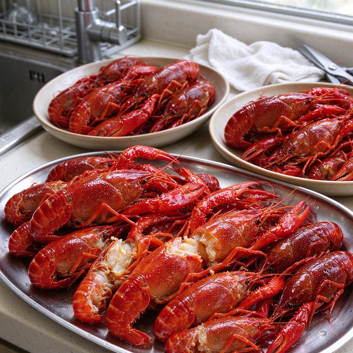 Fresh Boiled Garlic Crawfish Platter